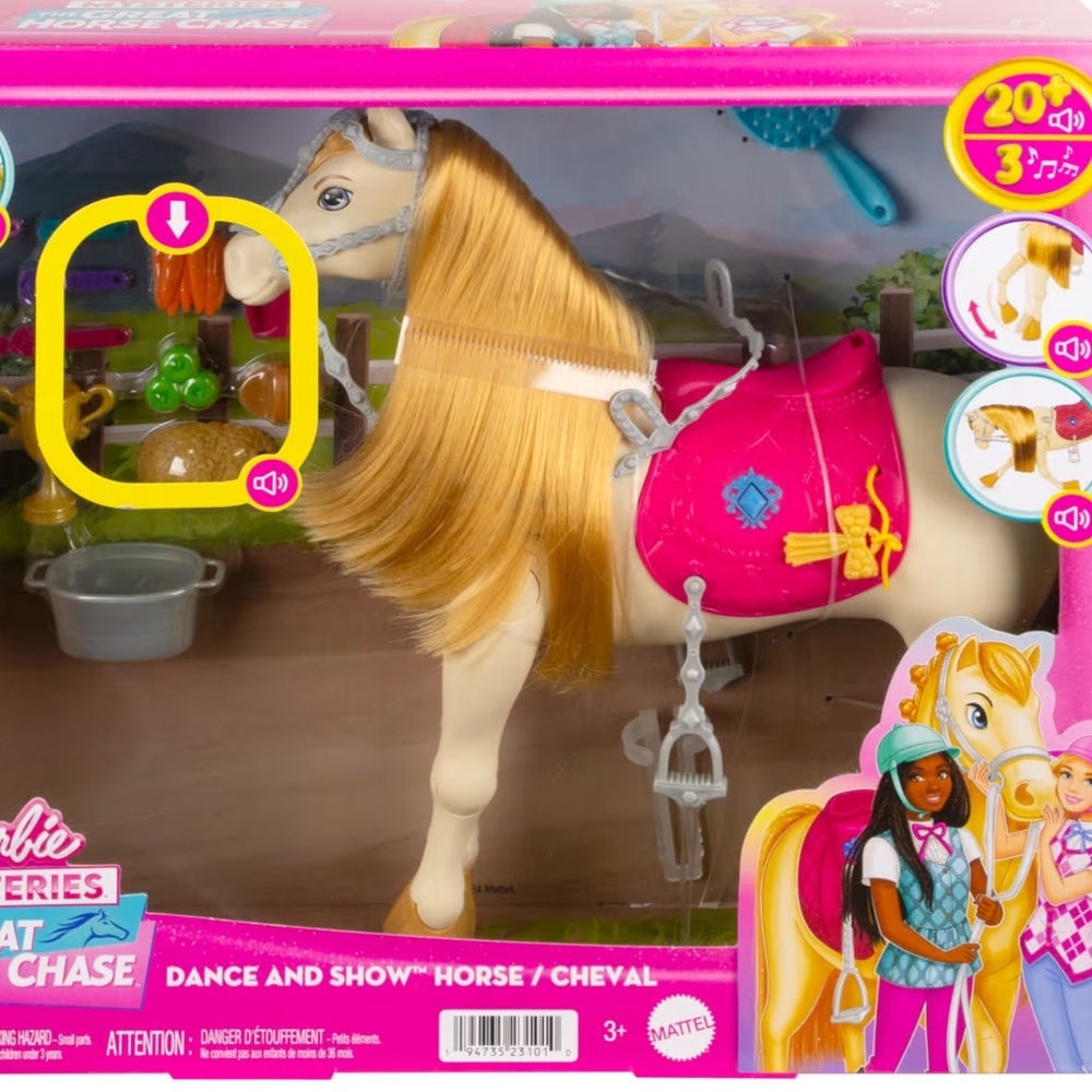 NEW| Barbie Dance and Show Horse with Blonde Mane and Pink Saddle
